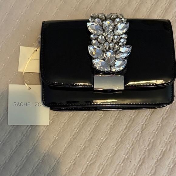 Rachel Zoe Black Embellished Clutch Bag w/ Removable Chain Strap - So Much Fun! - Picture 6 of 6